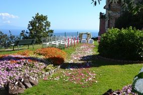 bright flower decoration of a wedding ceremony