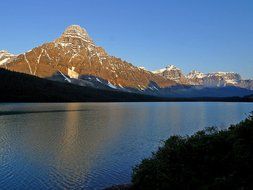 lake mountains rest loneliness blue sky