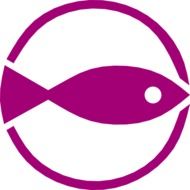 fish in circle, purple symbol