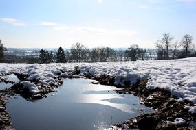 frozen water and snow on the field