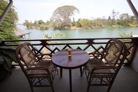 table in the private guesthouse in laos