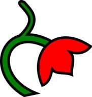 drawing of a plant with a red flower