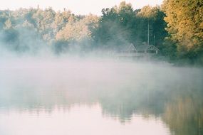 haze over the lake in the morning