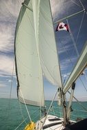 sailing boat in water, blue sky, view