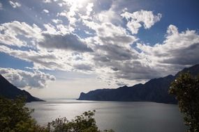 fjord in mountains in sunny day