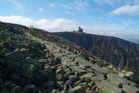 pedestrian stone path in the mountains
