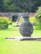 Decorative vases in the green garden