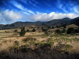 picturesque panorama of hills and mountains in California