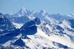 panorama of snow mountains in Switzerland