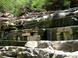 water on stepped stones in india