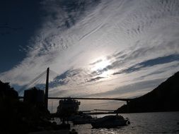 Suspension bridge in the harbor