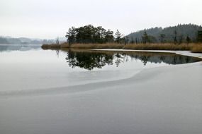 lake with frozen water