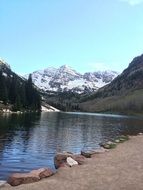 Maroon Bells are two peaks in the mountains of Elk