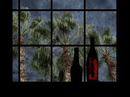 palm trees behind the window