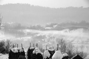 mist snow morning