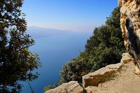 view from the mountain to the lake Garda, Italy