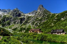 houses at the foot of the green Tatras in Slovakia