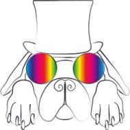 Drawing of a dog in sunglasses