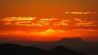 bright orange sunset on the horizon