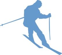 blue silhouette of a skier as a graphic image