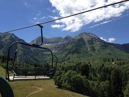 ski lift in the mountains close up