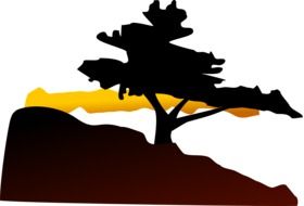 Landscape with the silhouette of the tree clipart