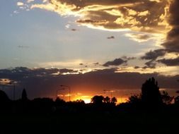 sunset on the horizon behind the trees