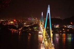 light of suspension bridge in Yeosu