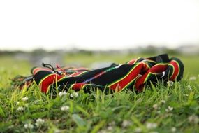 colorful scarf on the green grass