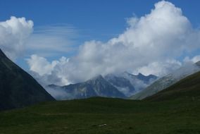 Landscape with the mountain under clouds