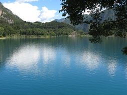 blue mountain lake at summer