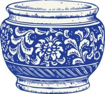 Drawing of blue ceramic pot