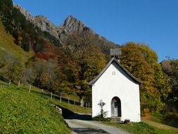 Chapel on the background of the beautiful Bavarian Alps