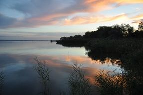 lake waters in clouds light scene