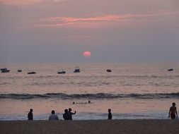 sunset skyline sea
