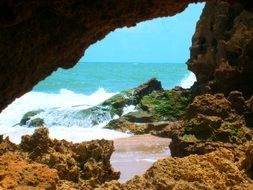 sharp cliffs on the shores of the warm ocean