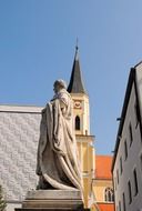 statue in church court in kelheim