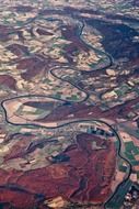 aerial view of the river and mountains