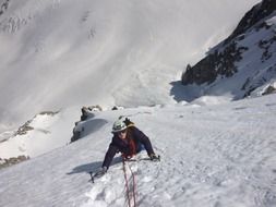 Ice climber on Mont Blanc on a sunny day