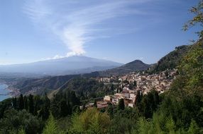 panorama of volcano etna in sicily