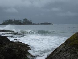 panoramic view of the stormy coast in the Tofino area