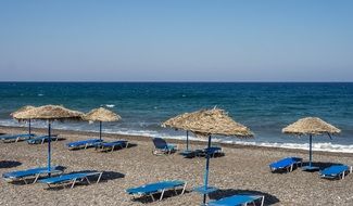 landscape of kamari beach in santorini greece