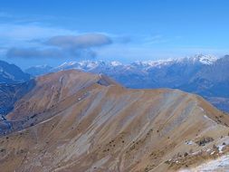 panorama of the winter landscape in the mountains on a sunny day