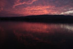 landscape of bright pink clouds over the Danube
