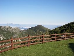 wooden fence on the edge of the meadow
