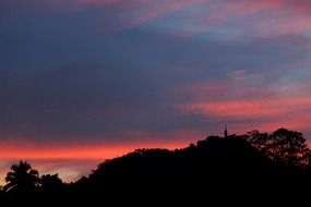violet-pink sunset over Gampola