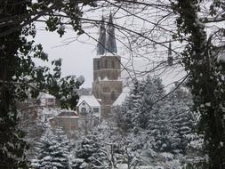 winter landscape of the church in Duderstadt