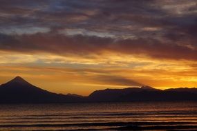 osorno volcano at dawn in chile