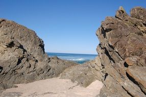 huge rocks on the ocean coast