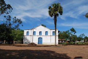 landscape of magnificent church and palm trees